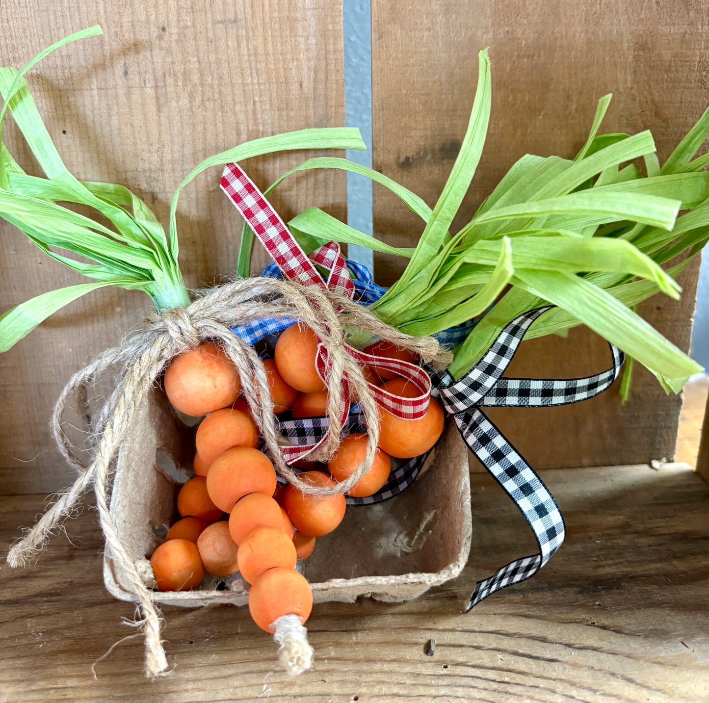 Wood Carrots in a Basket