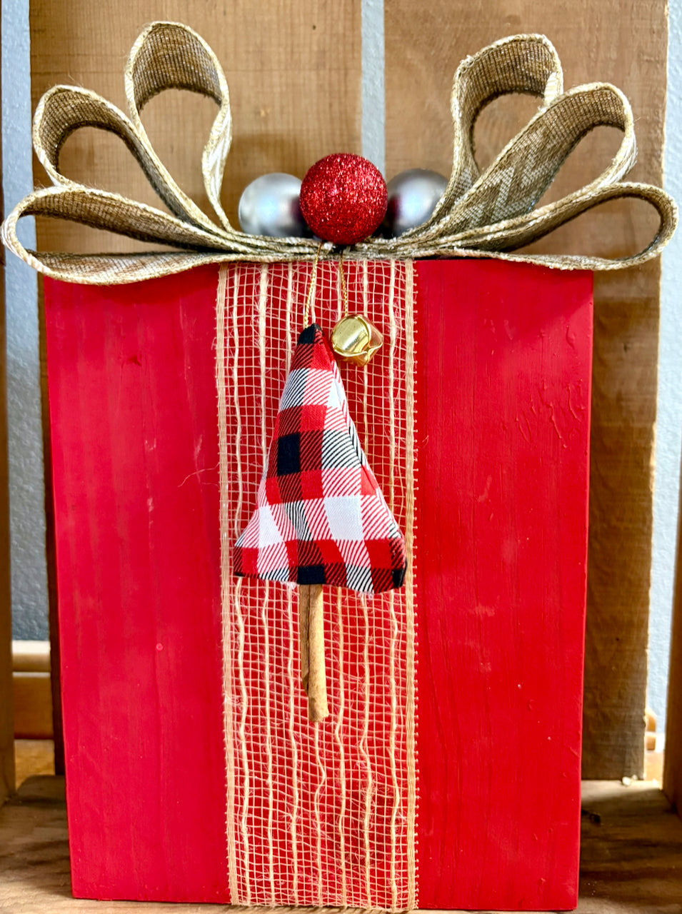 Present Red with Plaid ornament
