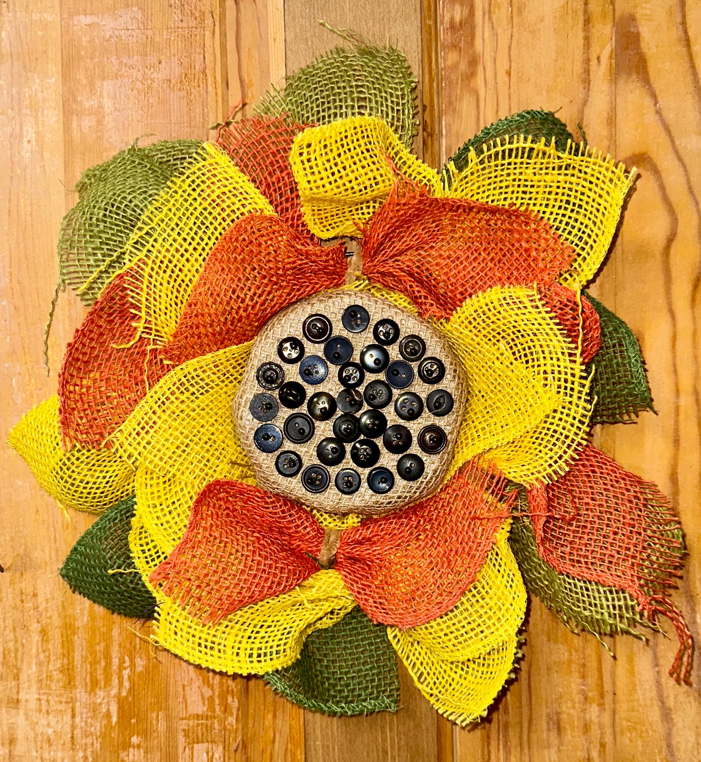 Burlap Wreath Button Center Autumn #1