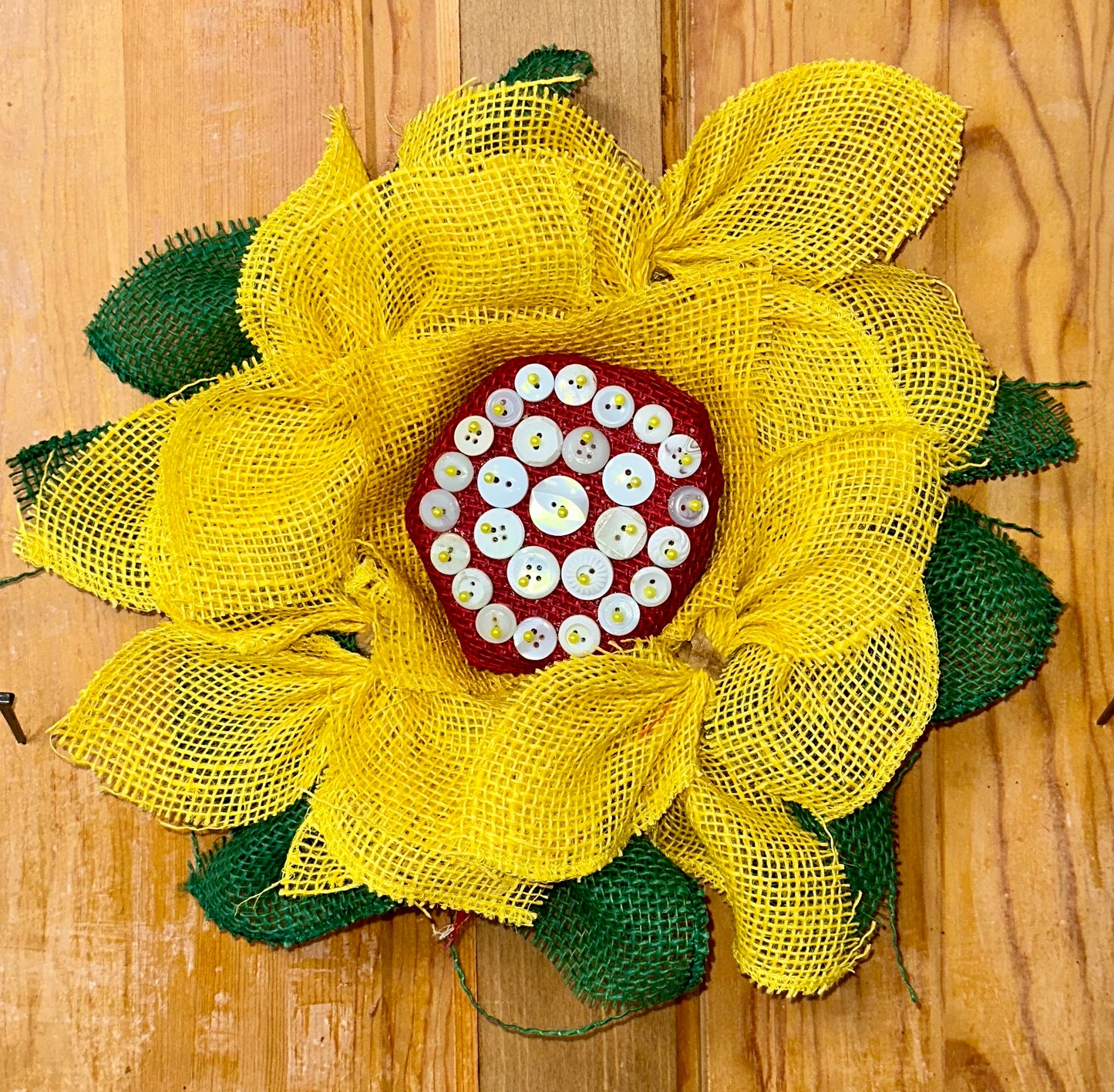 Burlap Wreath Button Center Sunflower #2