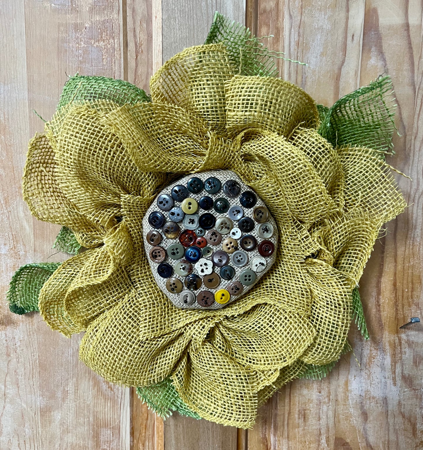 Burlap Wreath Button Center Sunflower #3