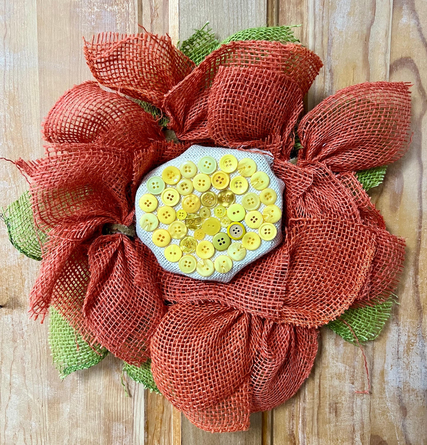 Burlap Wreath Button Center Orange