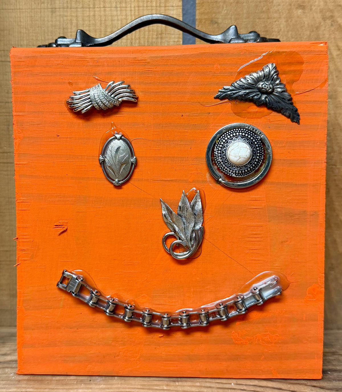 Wood Pumpkin with Metal #4