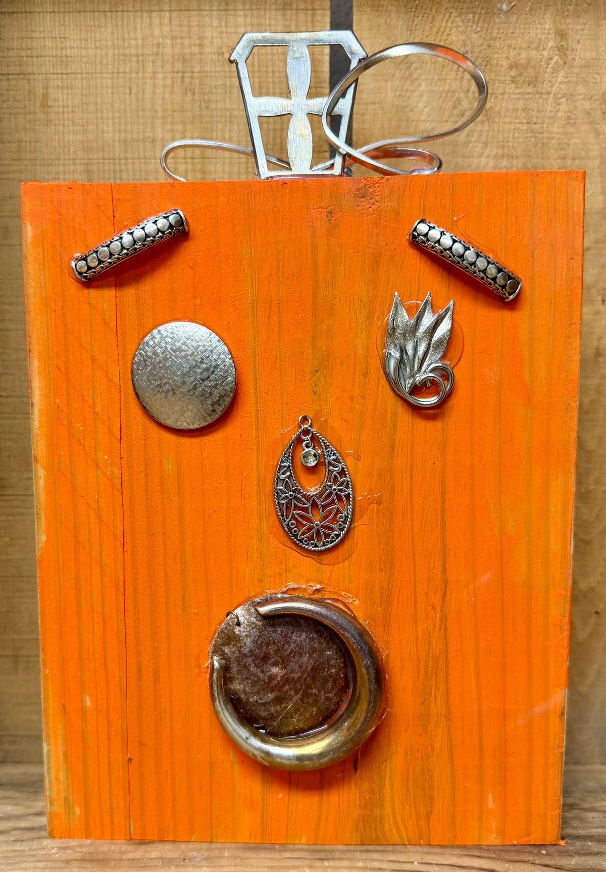 Wood Pumpkin with Metal #6