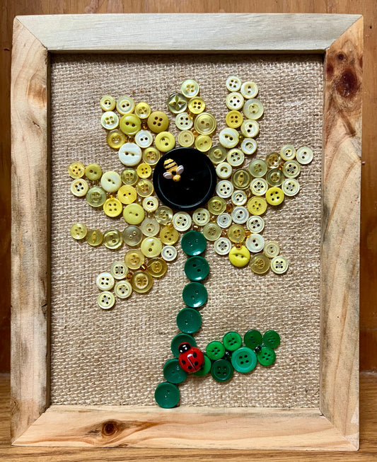 Button Sunflower Framed