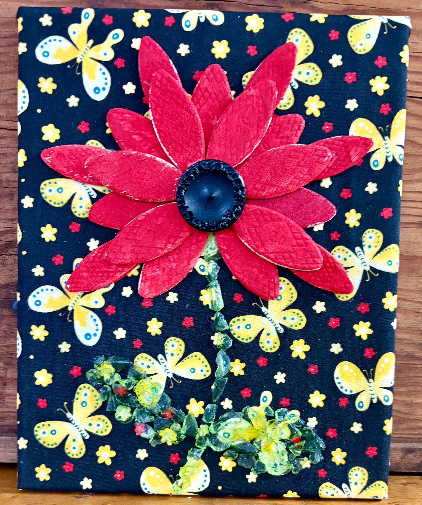 Wood Flower on Fabric