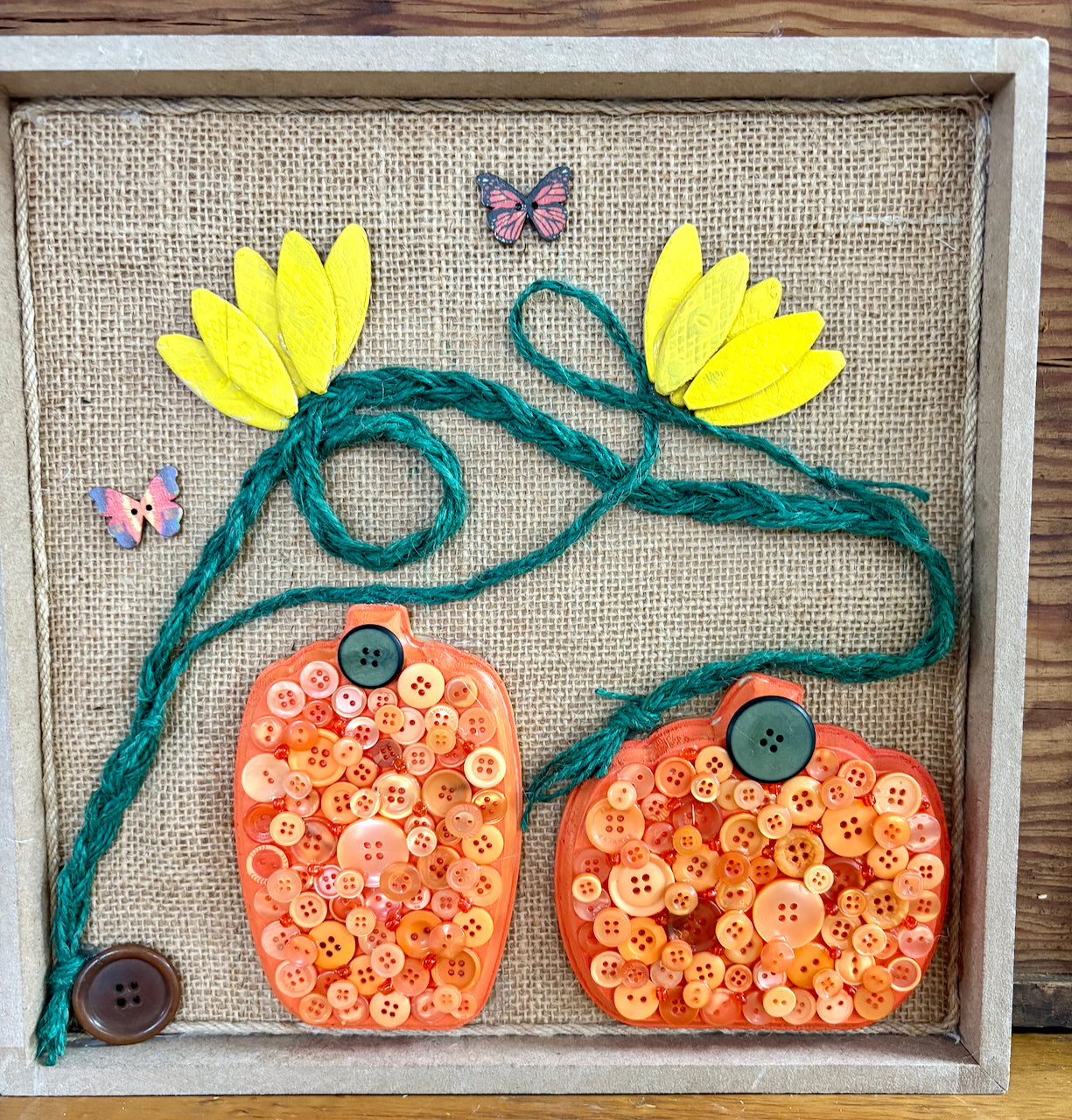 Wood Pumpkins with Vines