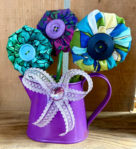 Flowers in Watering Can Purple