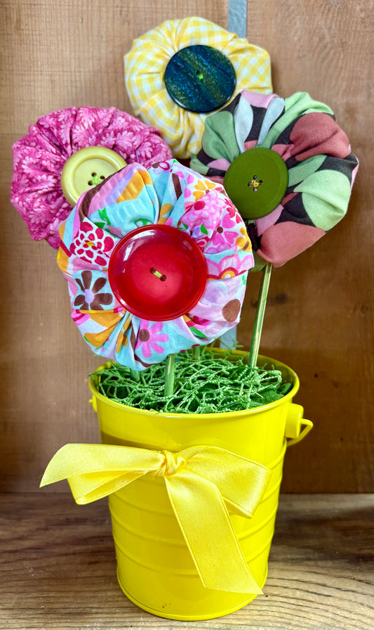 Flowers in Yellow Pail