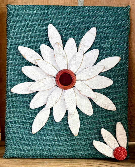 Wood Biscuit White Flower