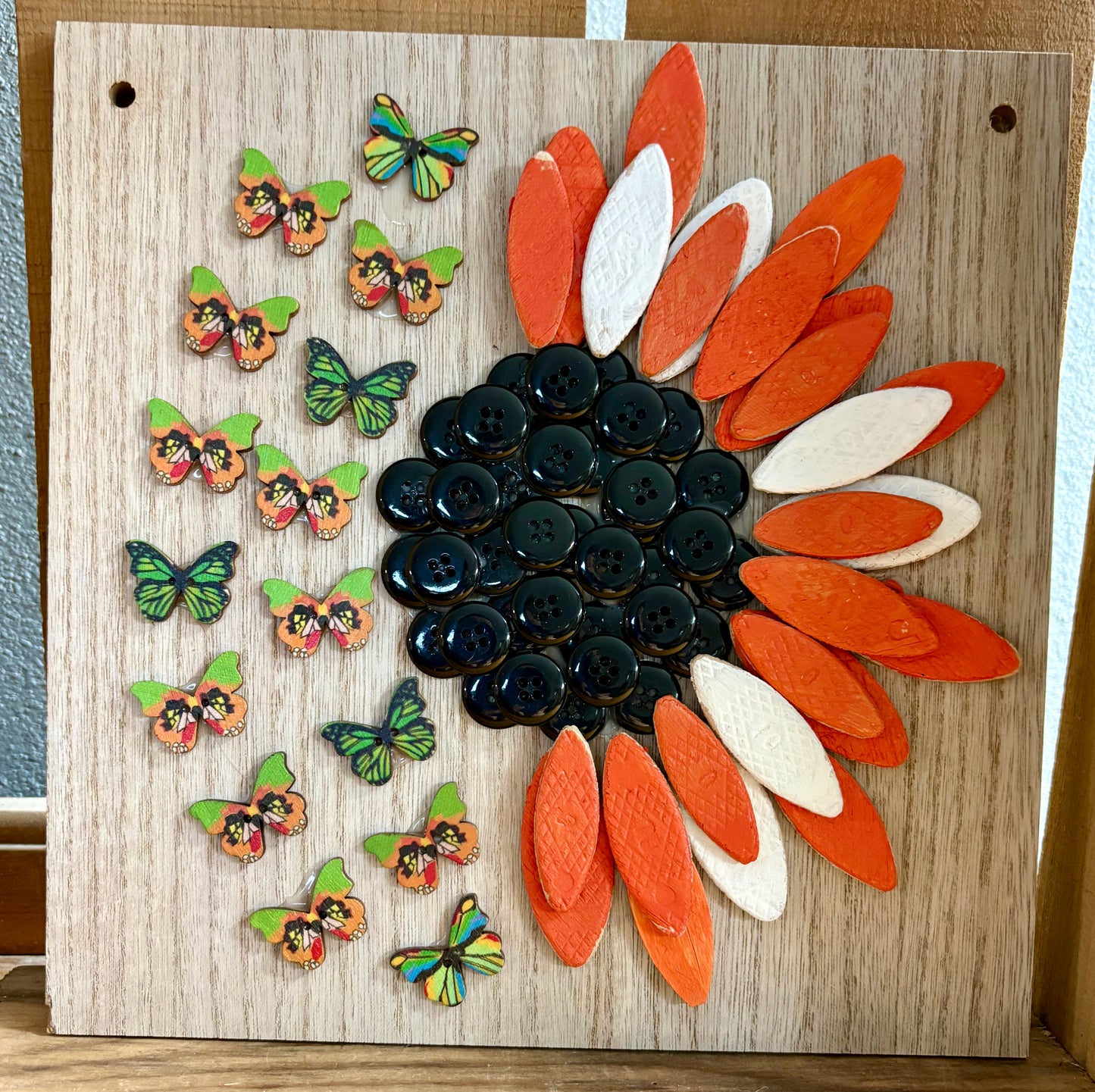 Wood Biscuit Orange Flower