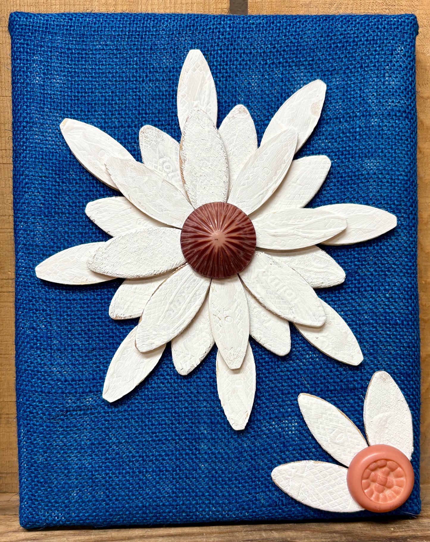 Wood White Flower on Blue