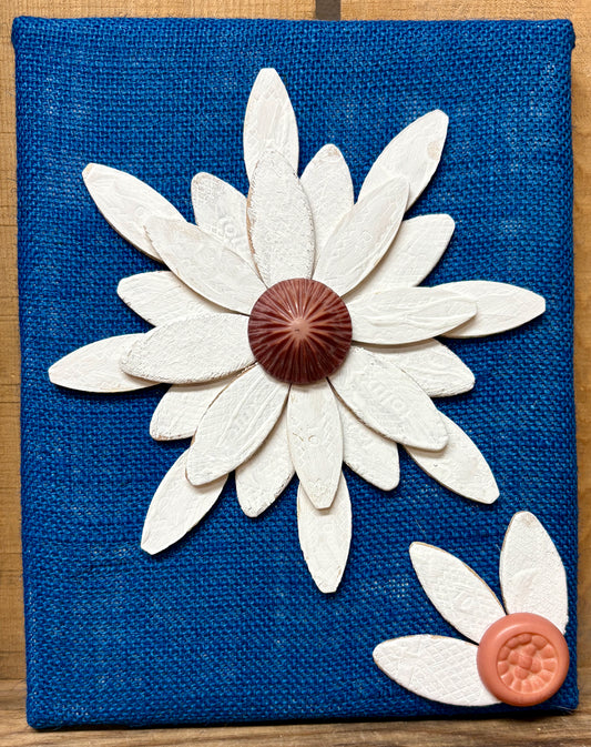 Wood White Flower on Blue