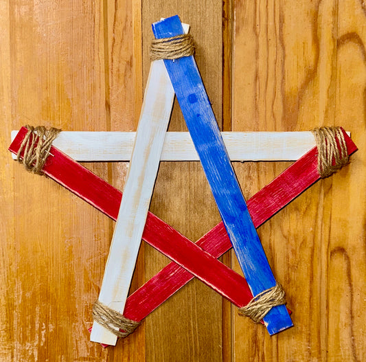 Wood Star Red White & Blue