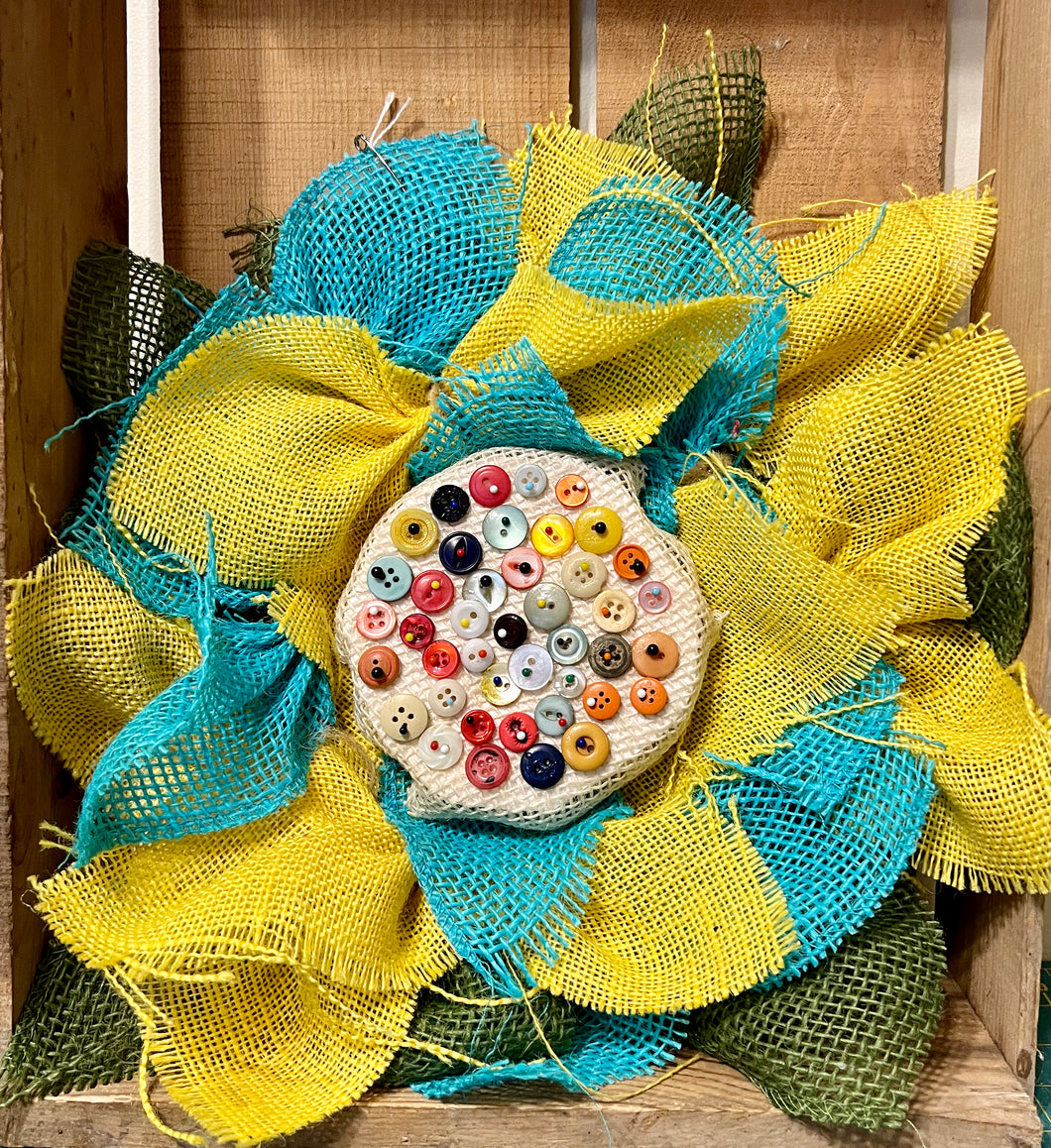 Burlap Flower - Multicolor