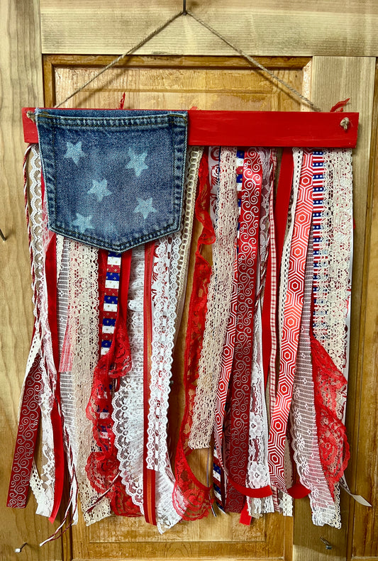 Ribbon Denim Flag