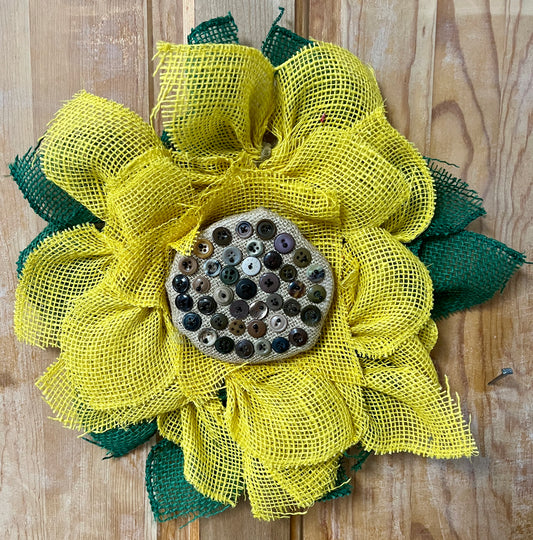 Burlap Wreath Button Center Sunflower #4