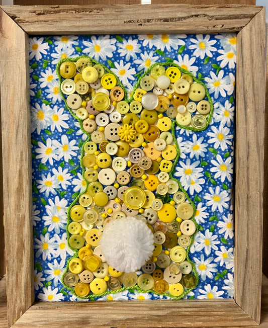 Button Bunny Framed Yellow