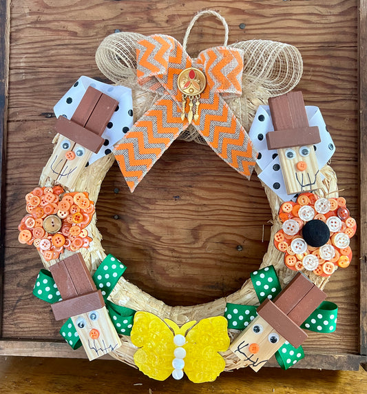 Straw Wreath Scarecrows