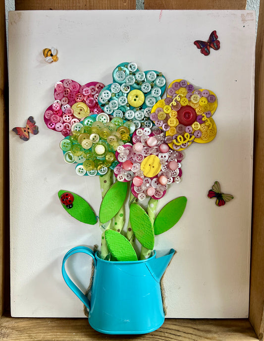 Button Flowers with Watering