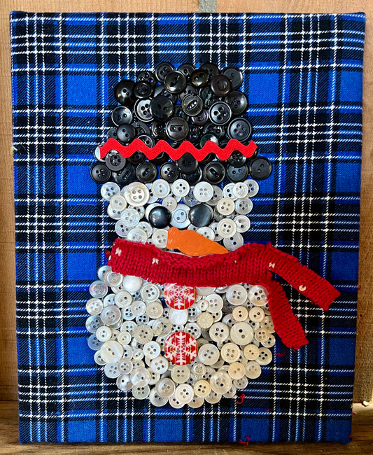 Button Snowman Plaid