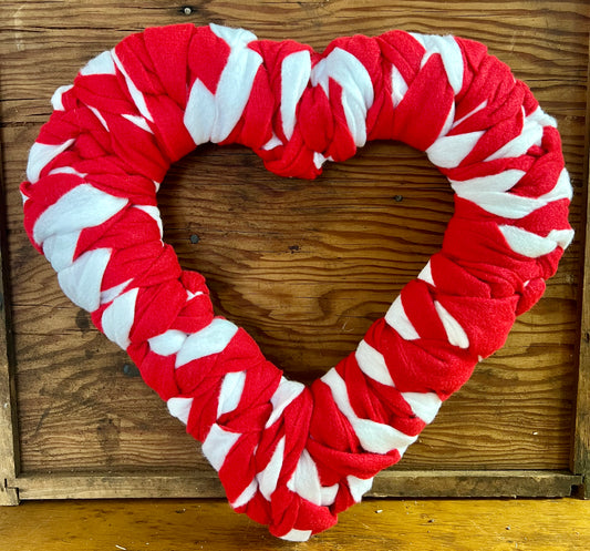 Braided Heart Red & White